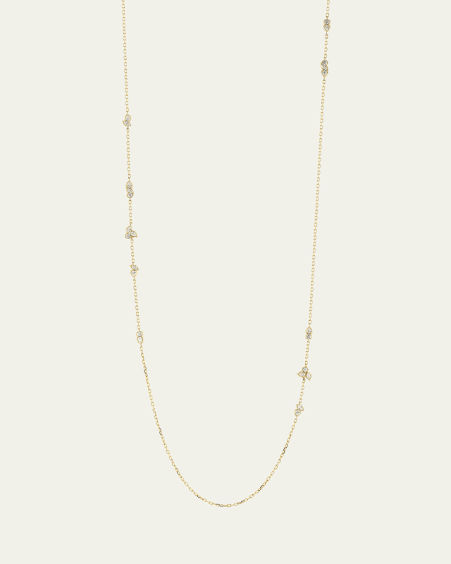 18K Yellow Gold Posey Three-Station Diamond Necklace